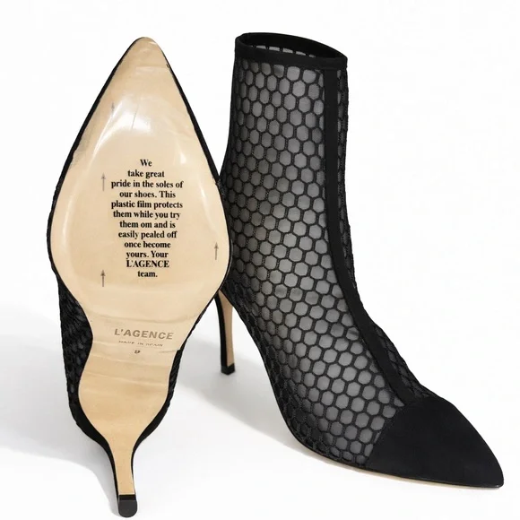 L’AGENCE Black Mesh Ankle Booties NWOT- Size 9 (runs small) - Picture 3 of 3